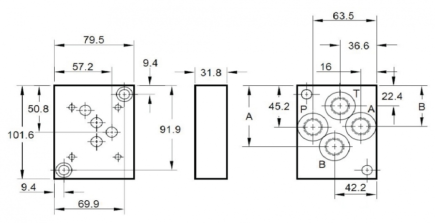 Плиты Ду6, Ду10, Ду16, Ду20 присоединительные (переходные) для монтажа гидрораспределителей 