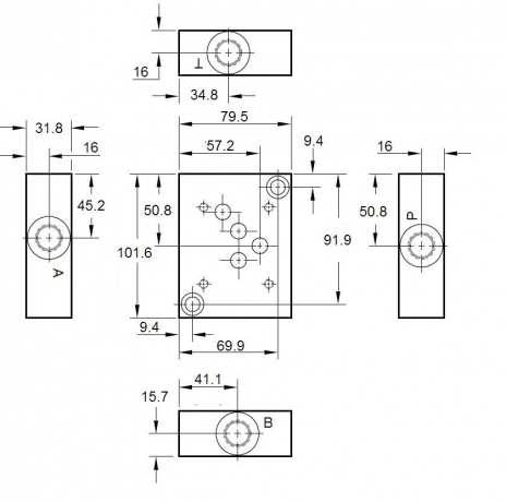 Плиты Ду6, Ду10, Ду16, Ду20 присоединительные (переходные) для монтажа гидрораспределителей 